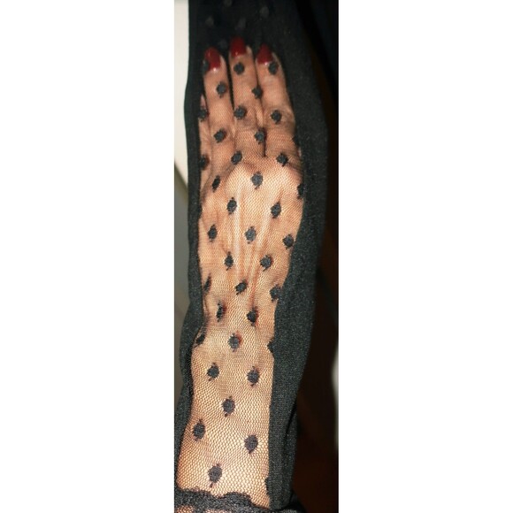 VTG Sears Black Cocktail Dress XL Knee Length Little Black Dress Y2K Lace - Picture 4 of 6